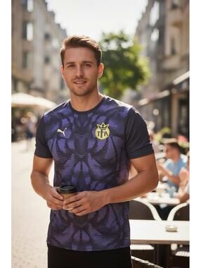 Puma TFA Soccer Jersey Men's Purple Blue Graphic DRYCELL Athletic Shirt Size XL